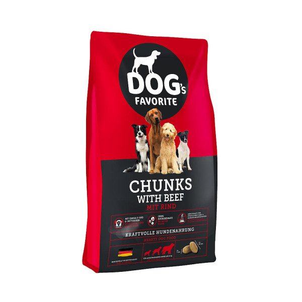Dogs favorit Chunks with beef 15 kg